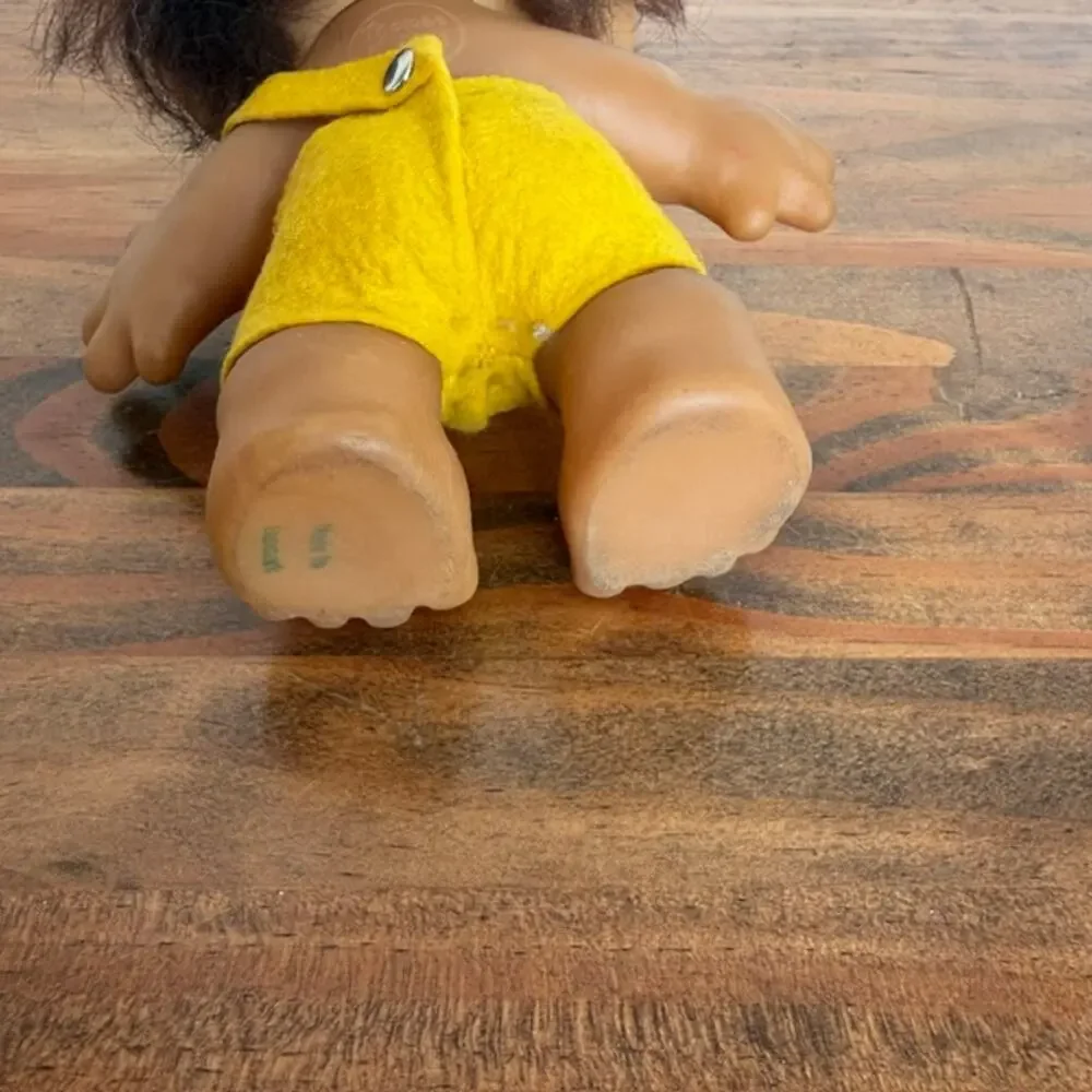 Vintage Thomas Dam Troll Doll Yellow Felt Pants Brown Hair - 6